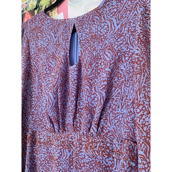 Blue and Red hush Keyhole Puff Sleeve Maxi Dress UK 14/US L - Picture 3 of 9